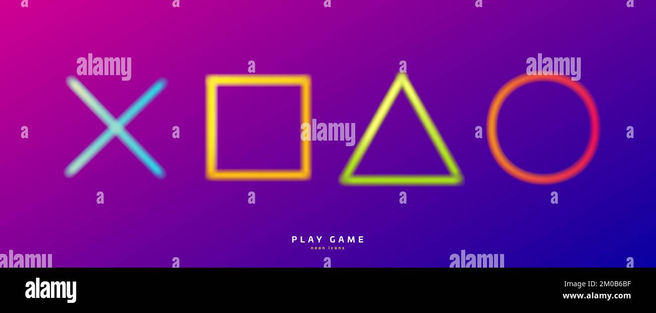 Neon video game console symbols of geometric shapes of triangle and ...