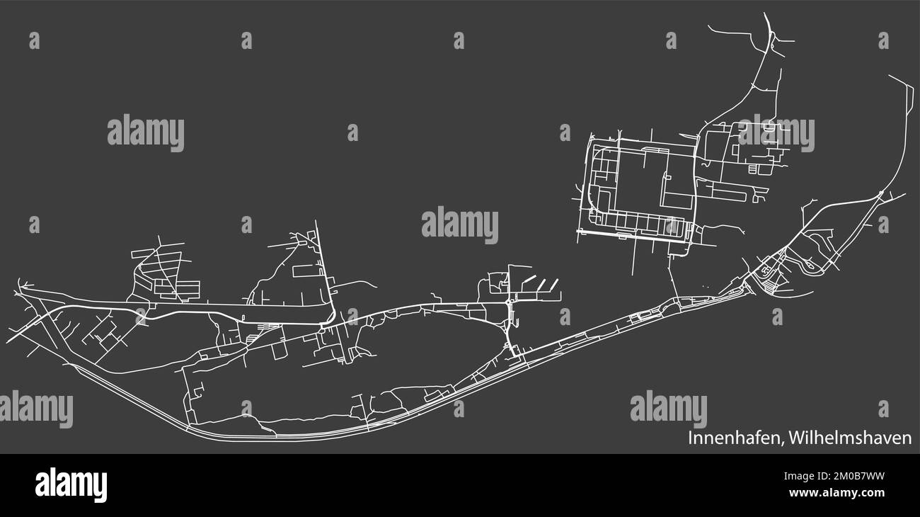 Street roads map of the INNENHAFEN DISTRICT, WILHELMSHAVEN Stock Vector