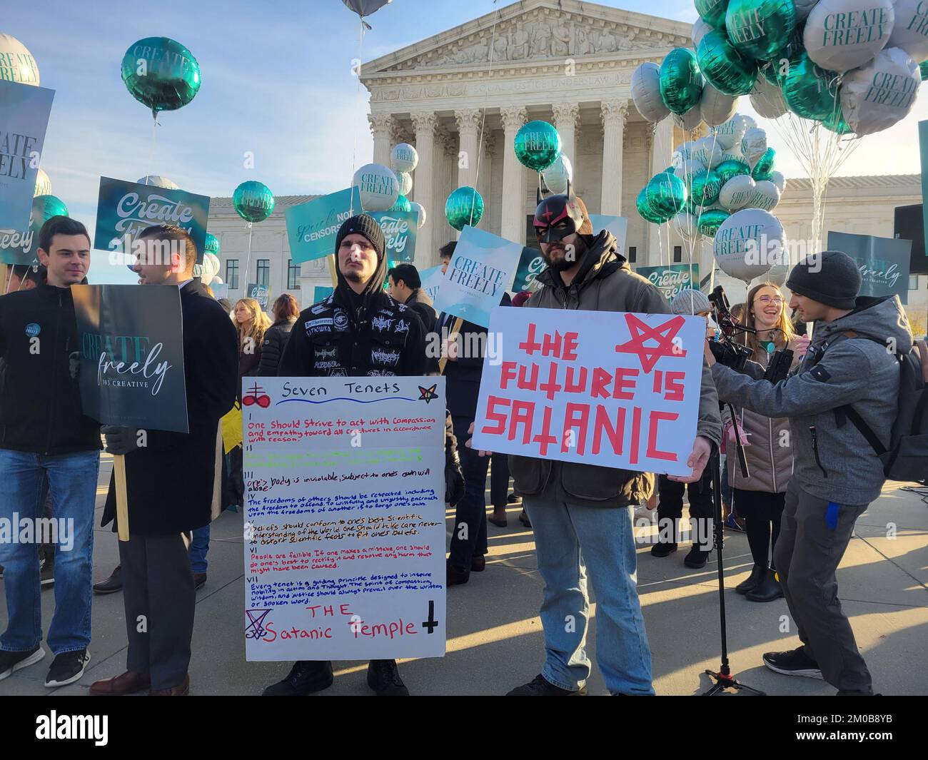 Protestors at the US Supreme Court in Washington DC on Free Speech Stock Photo