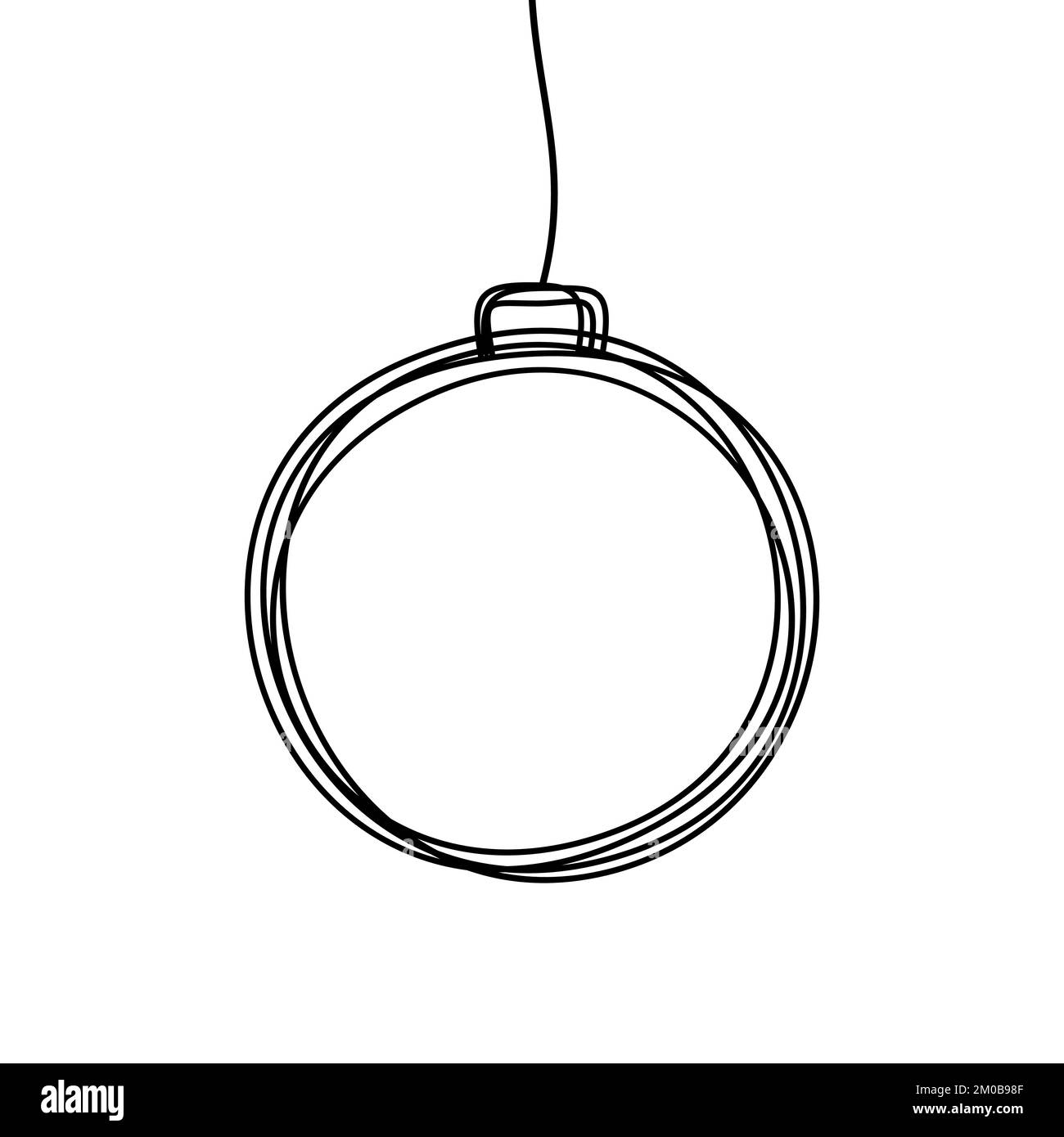 Hand drawn Christmas tree ball ornament isolated on white background