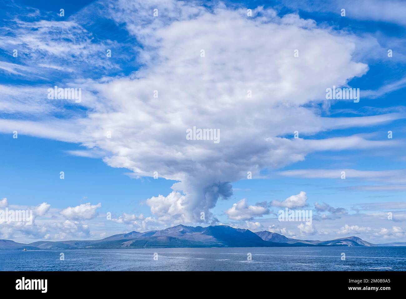 The image is of the Isle of Arran in the Firth of Clyde with Goat Fell