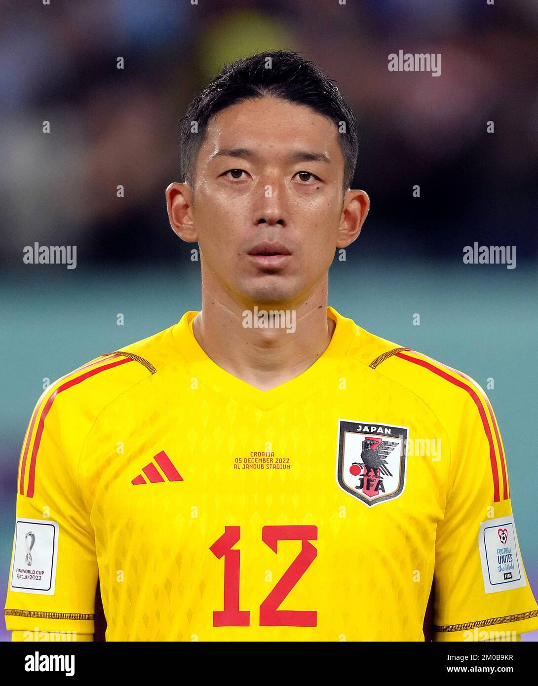 Japan goalkeeper Shuichi Gonda during the FIFA World Cup Round of Sixteen match at the Al Janoub Stadium in Al-Wakrah, Qatar. Picture date: Monday December 5, 2022. Stock Photo