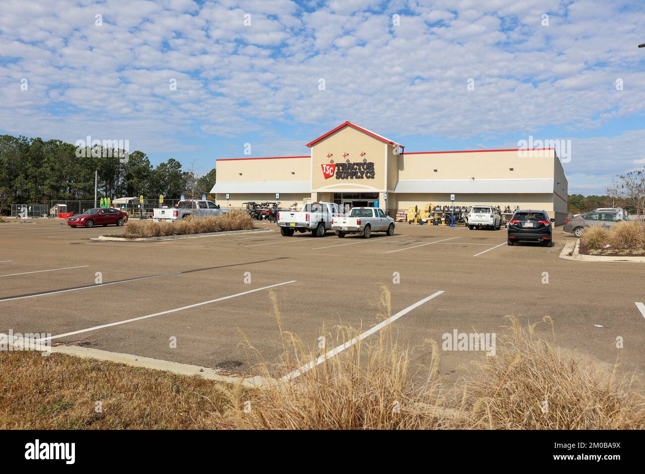 Flowood, MS - December 2, 2022: Tractor Supply Company is a retail chain of stores that sells products for recreational farmers, pet owners, and lando Stock Photo