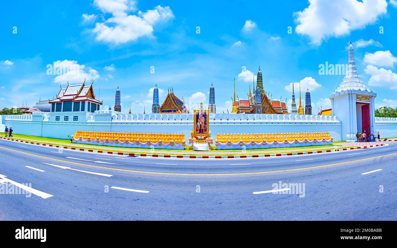 BANGKOK, THAILAND APRIL 23, 2019 Panorama of the Eastern wall of