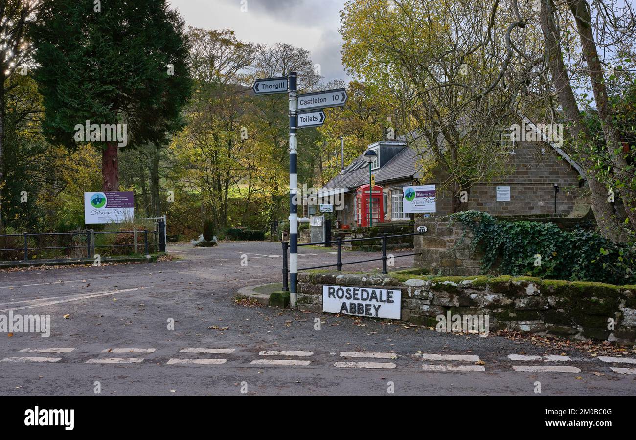 Road junction and bridge over the river Seven at the entrance to