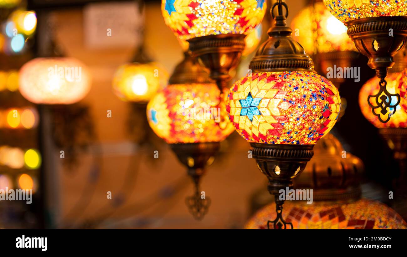 Lighting products sold in Istanbul Grand Bazaar, traditional Turkish