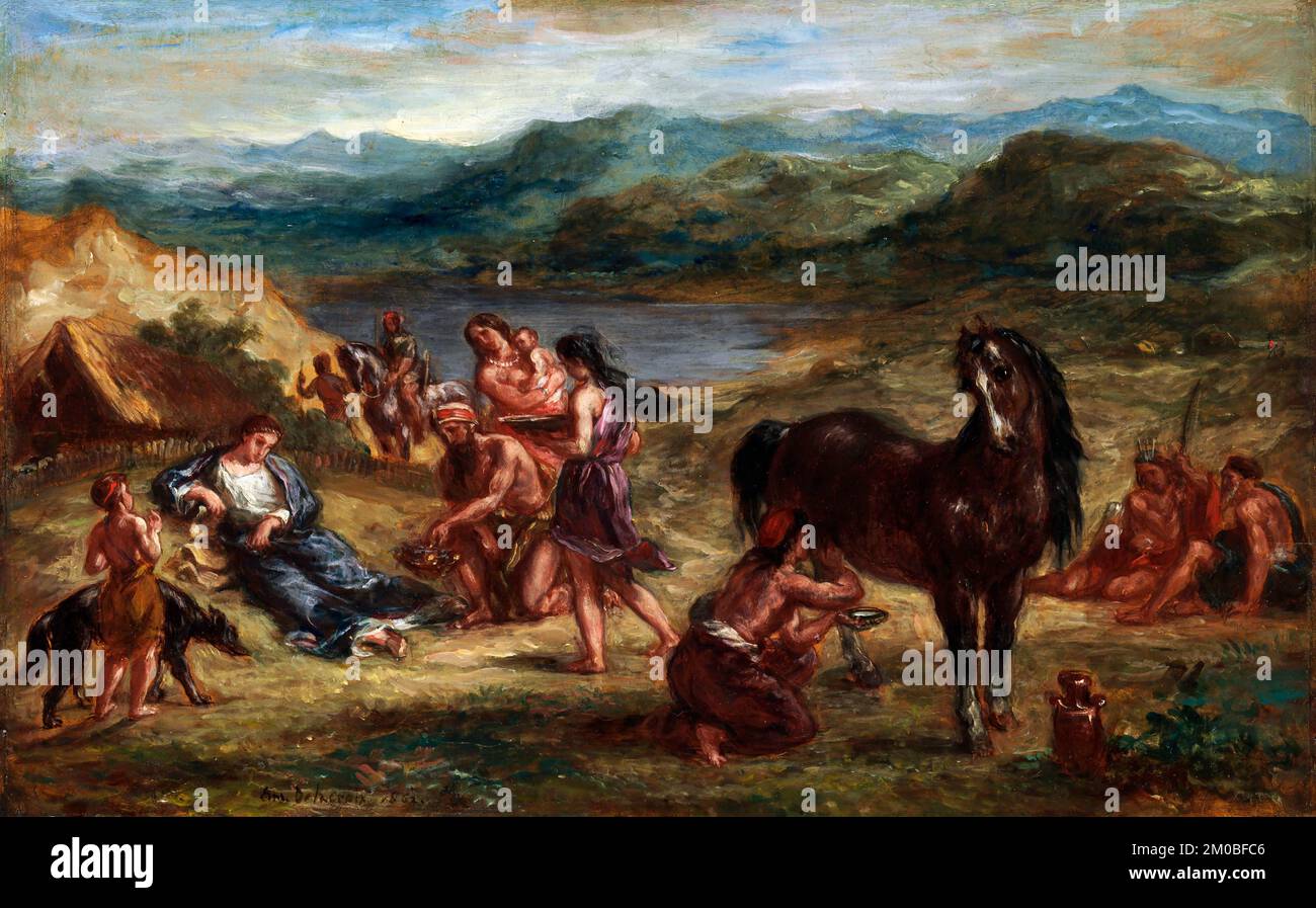 Ovid among the Scythians by Eugène Delacroix (1798-1863), oil on paper laid down on wood, 1862. Stock Photo