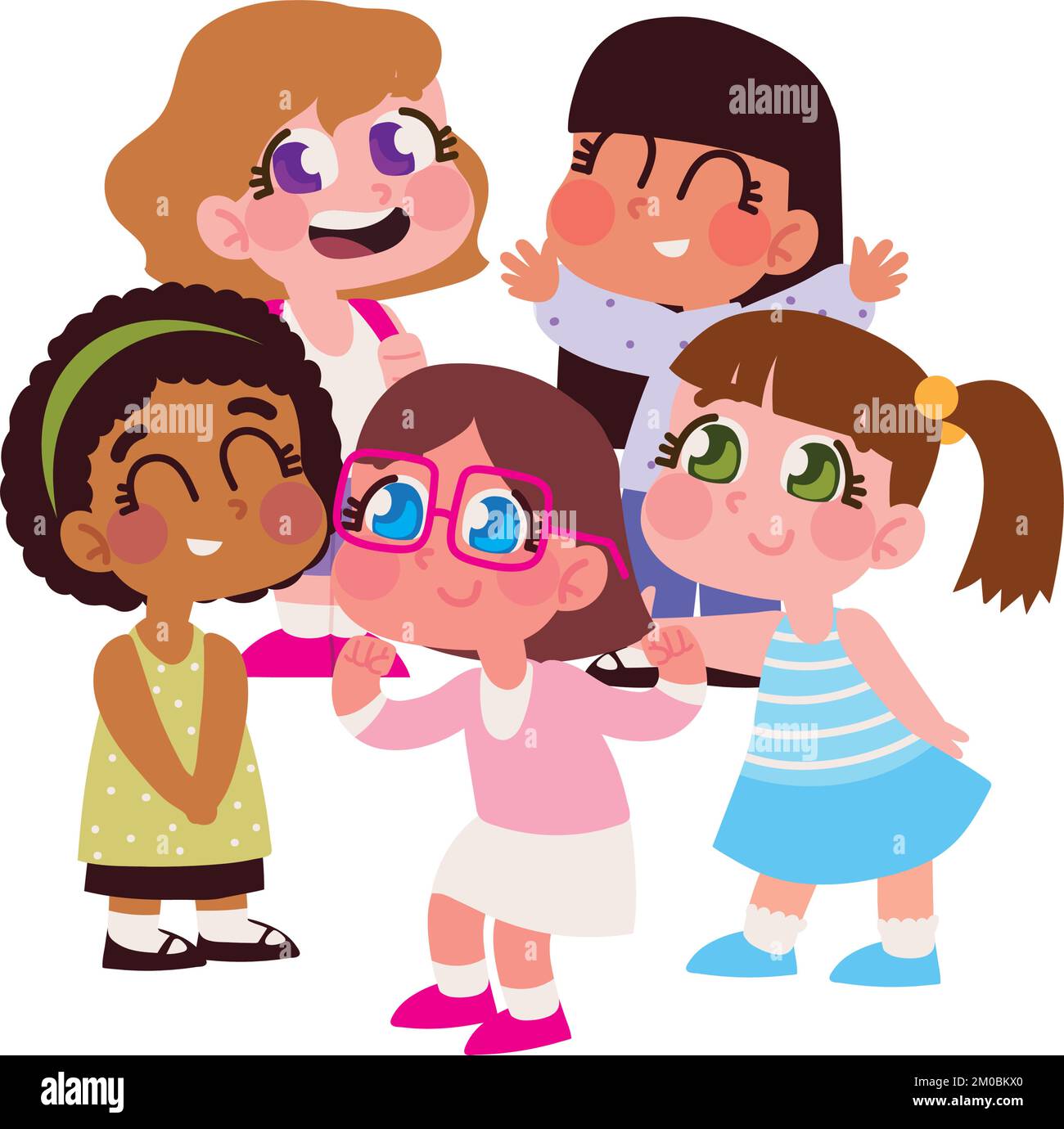 happy group of kids Stock Vector Image & Art - Alamy