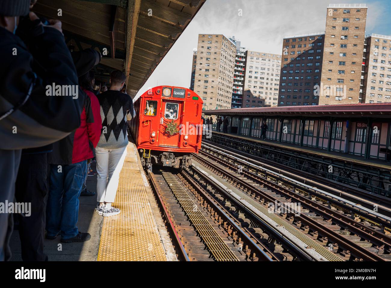 New York City, New York December 4, 2022 People getting on the Train