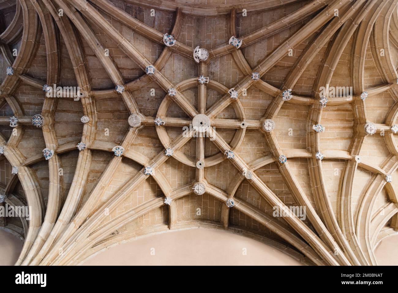 Directly below view of stone ribbed vault in Renaissance Style monument Stock Photo