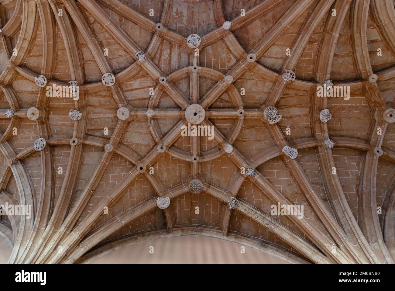 Directly below view of stone ribbed vault in Renaissance Style monument Stock Photo