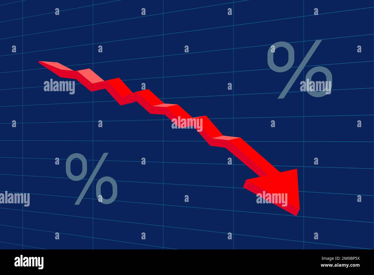 Stock or financial market crash with down red arrow Vector