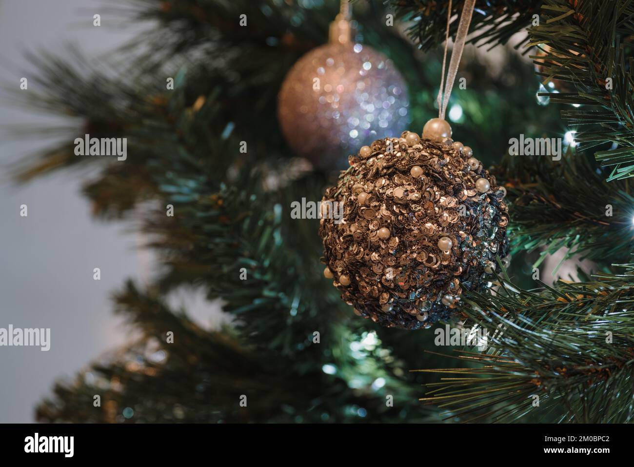 Christmas Baubles on Christmas Tree Stock Photo Alamy