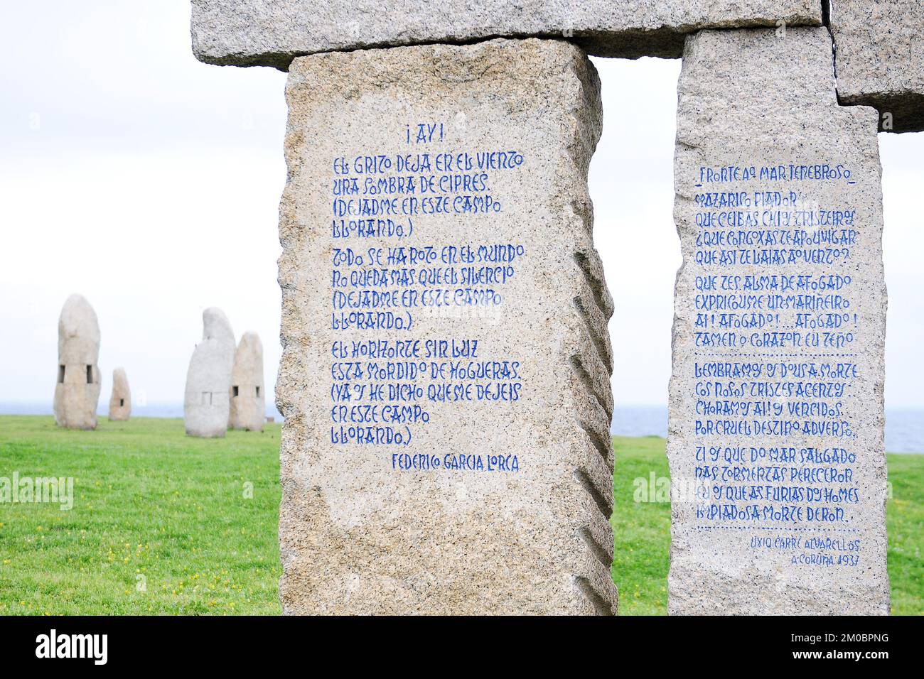 Menhir Monuments by Manolo Paz in A Coruña (Credit: Julen Pascual Gonzalez) Stock Photo