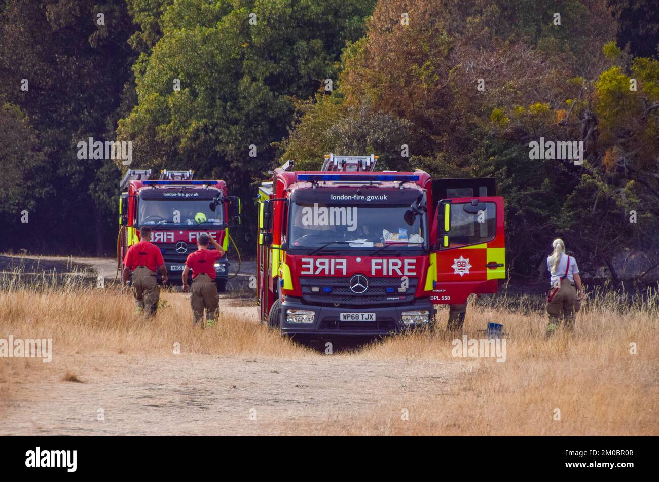 London, UK. 14th August 2022. London Fire Brigade on the scene of a