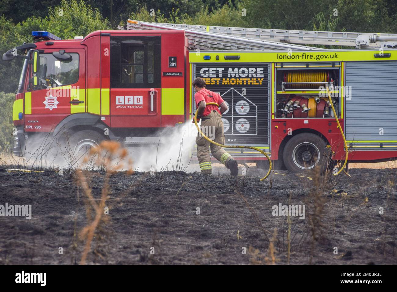 London, UK. 14th August 2022. London Fire Brigade on the scene of a