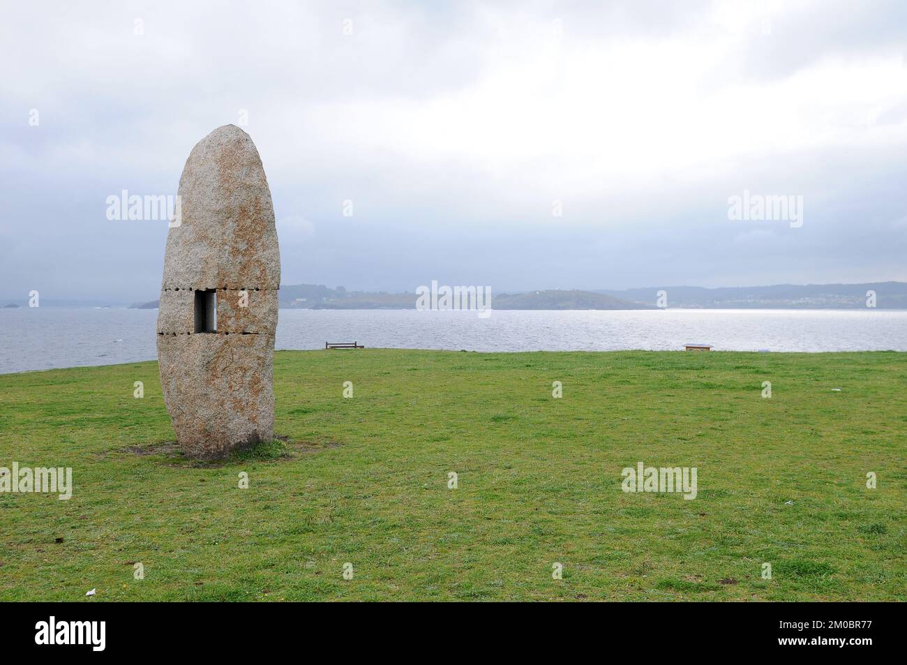 Menhir Monuments by Manolo Paz in A Coruña (Credit: Julen Pascual Gonzalez) Stock Photo