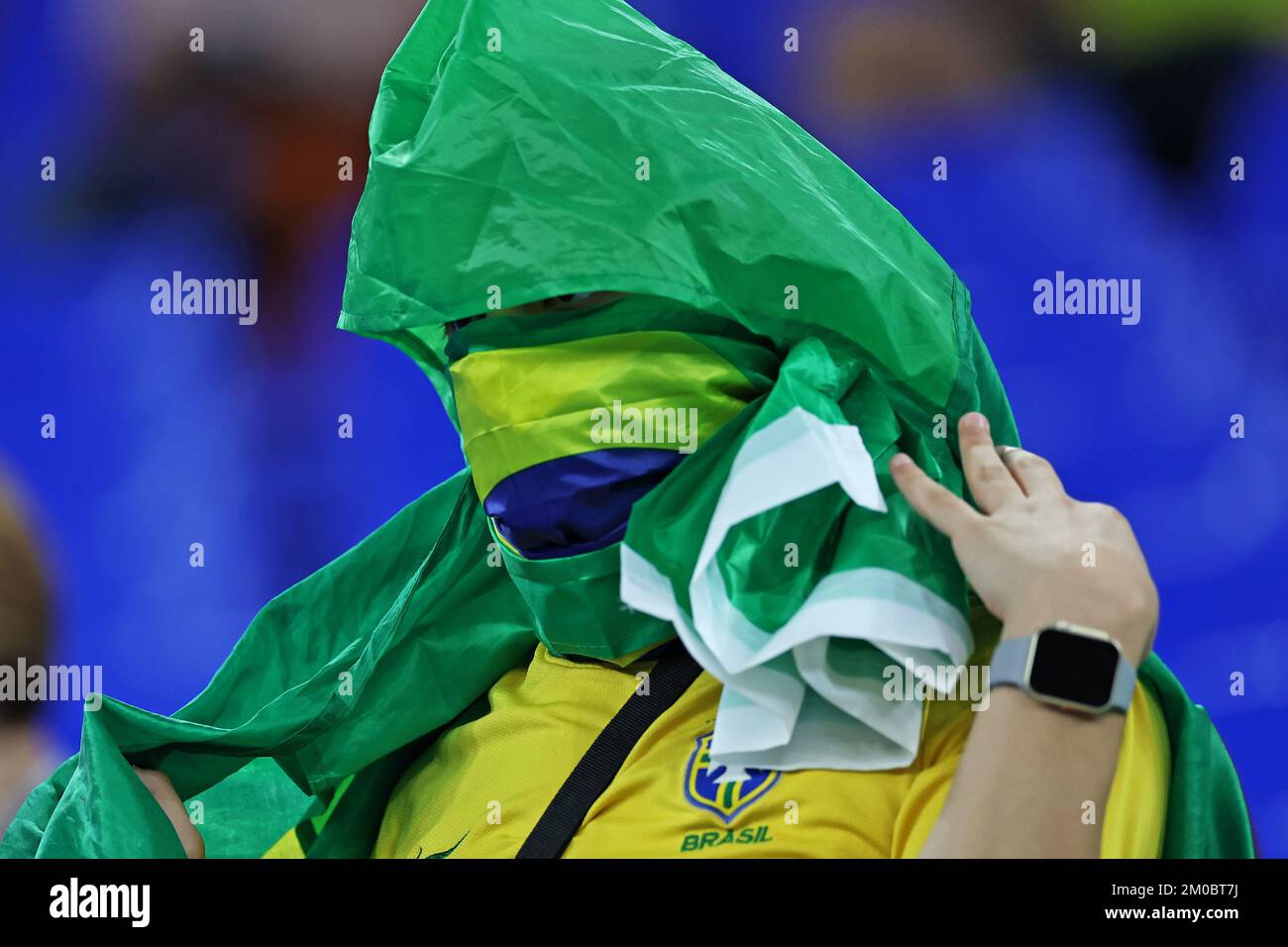 Doha, Qatar: 5th December 2022; FIFA World Cup final 16 round, Brazil versus South Korea: Fans of Brasil Stock Photo