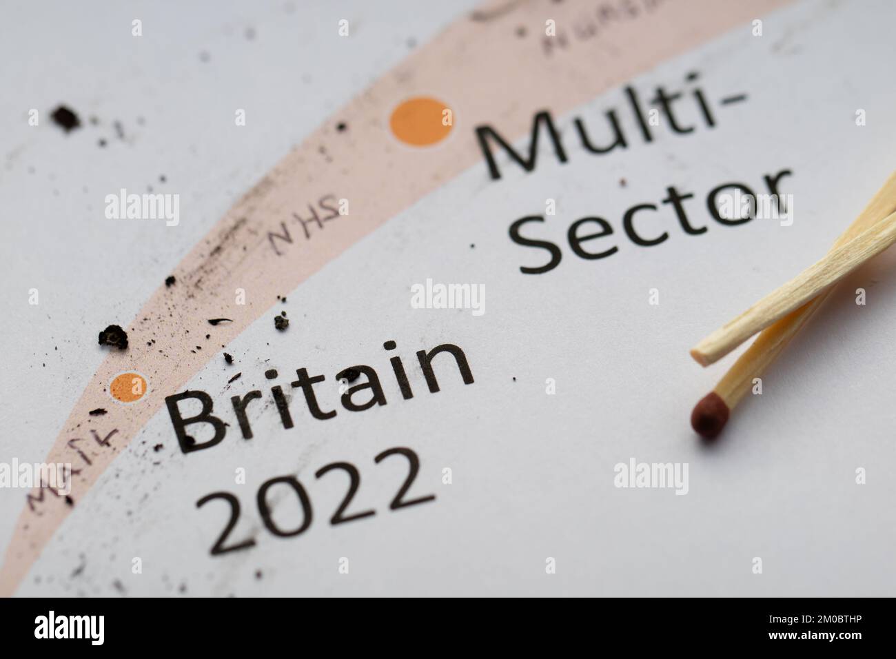 Conceptual -  Multi -sector industrial action / strikes in  Britain 2022. Stock Photo