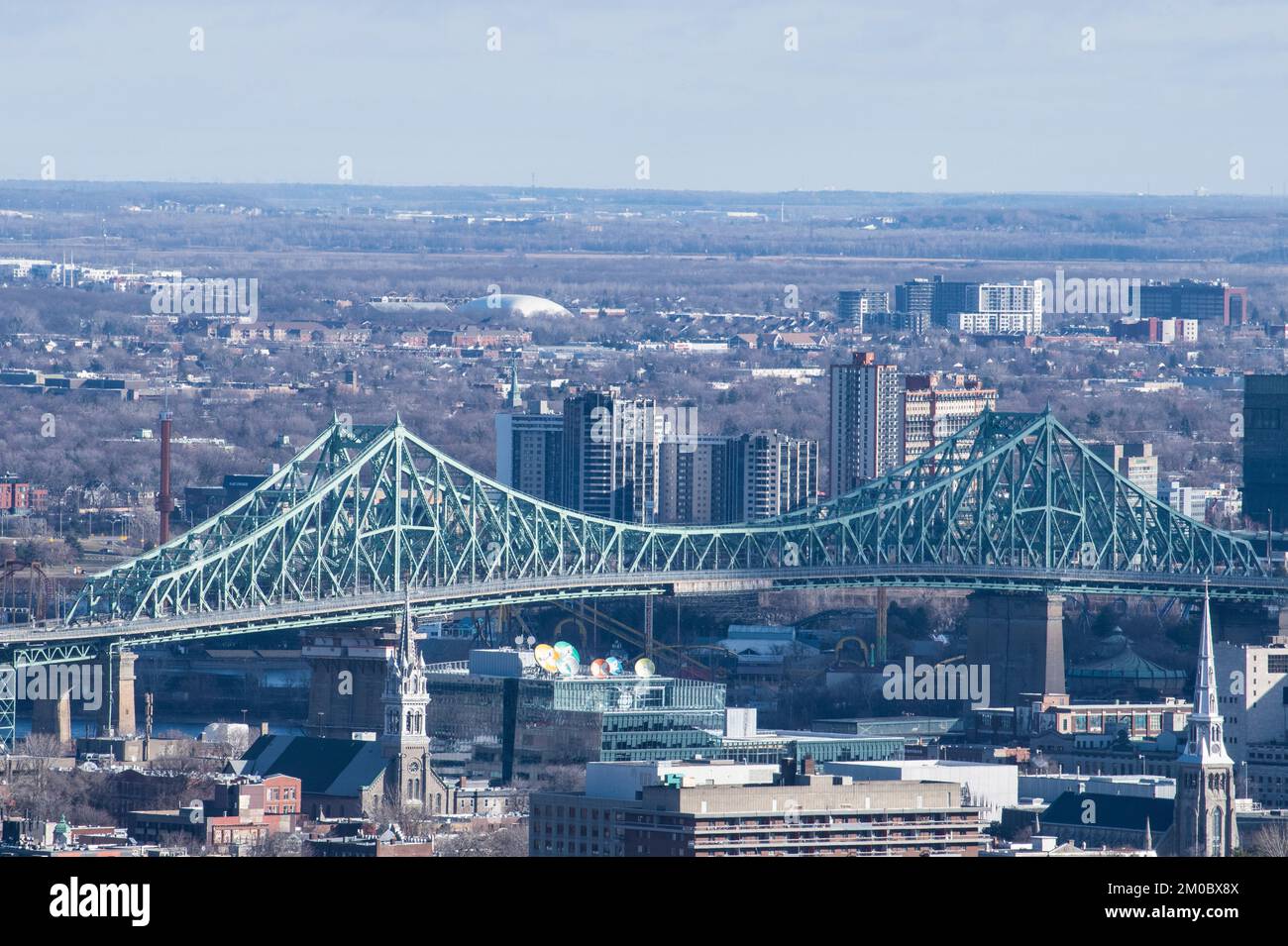 Jacques Cartier Bridge from MontRoyal lookout in Montreal, Quebec