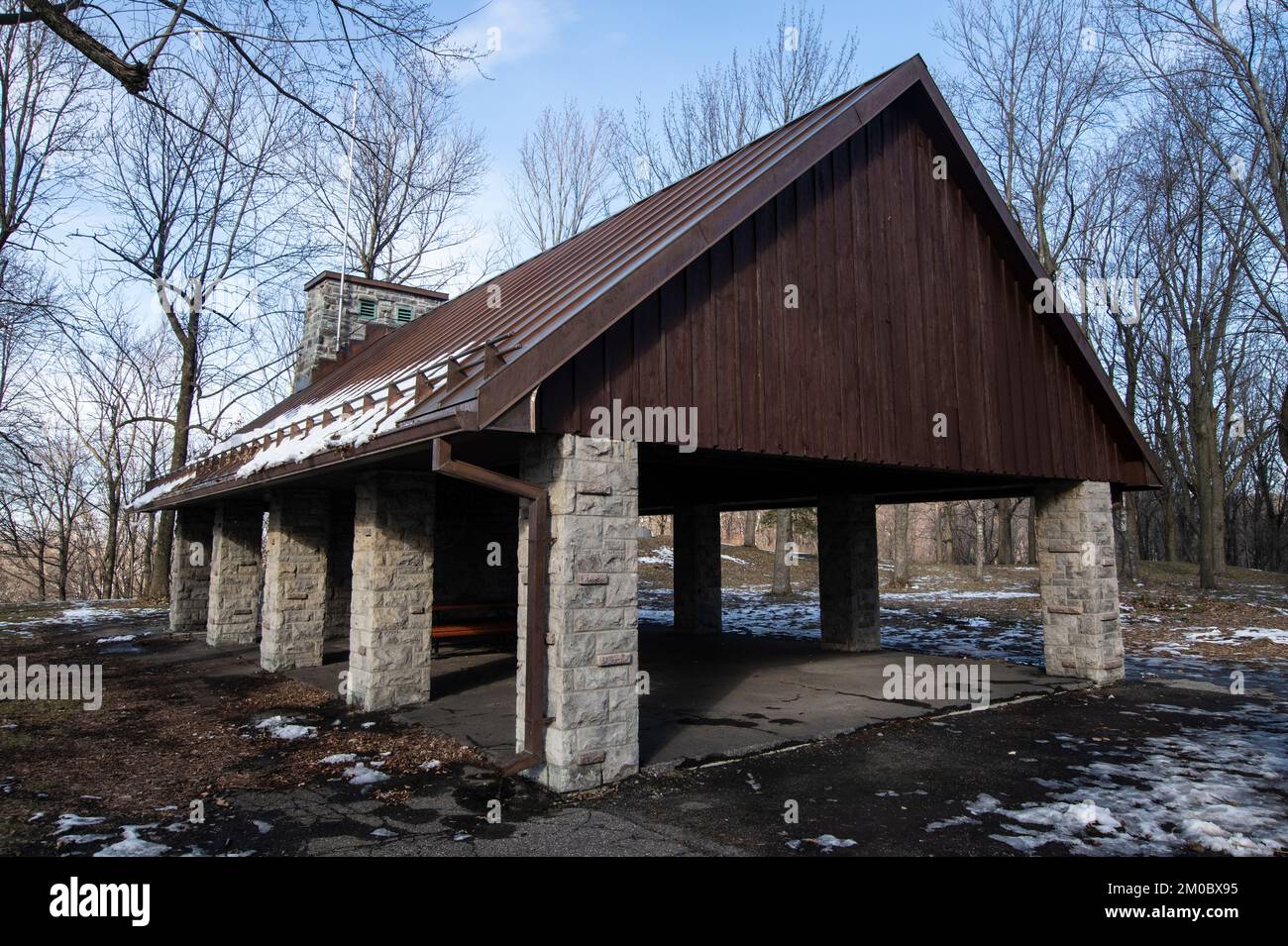 Picnic shelter on MontRoyal in Montreal, Quebec, Canada Stock Photo