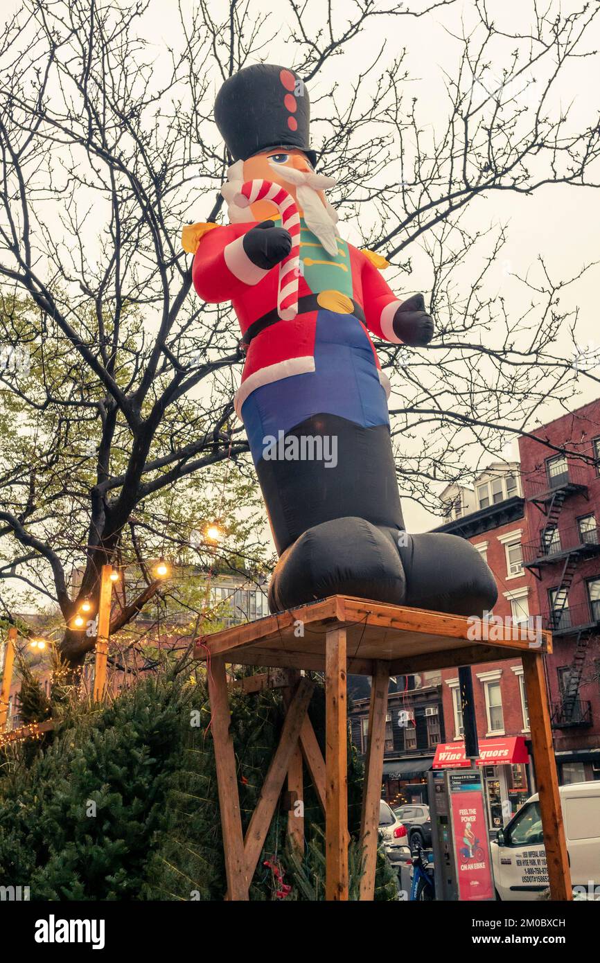 Christmas tree seller’s forest in the Chelsea neighborhood of New York