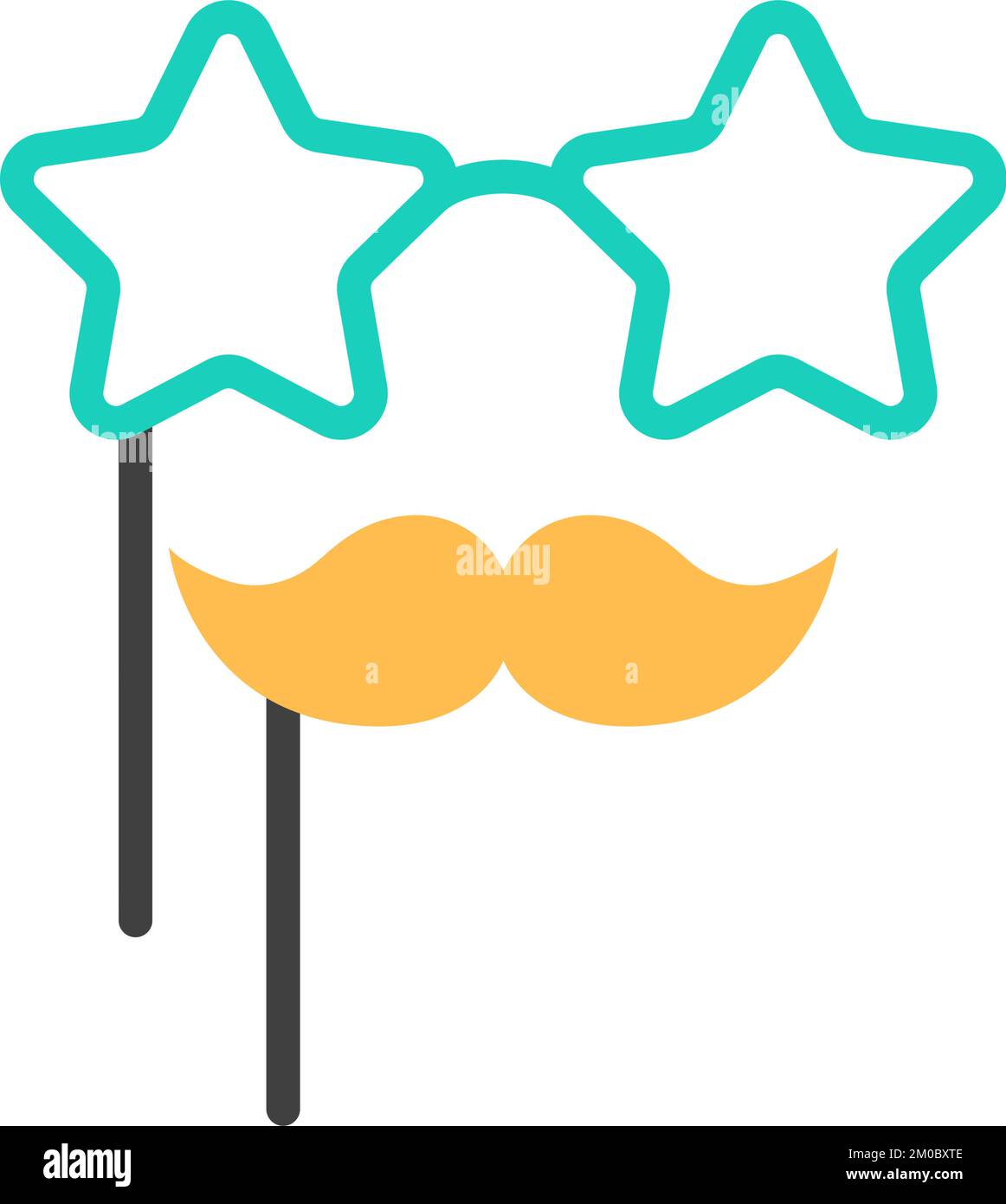 Party star glasses and mustache mask line icon. Stock Vector