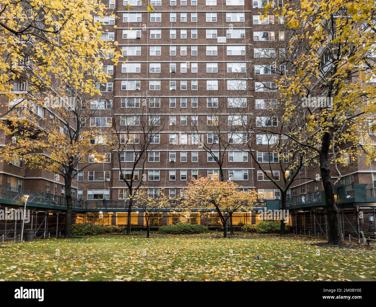 A building in the affordable housing Penn South apartment cooperatives in the Chelsea neighborhood of New York on Saturday, December 3, 2022. (© Richard B. Levine) Stock Photo