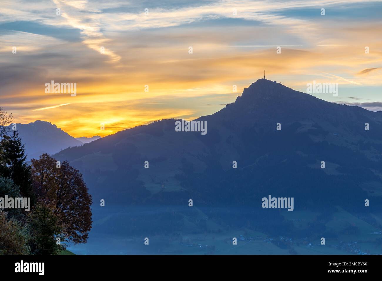 Sunrise at Kitzbueheler Horn mountain, Tyrol, Austria Stock Photo