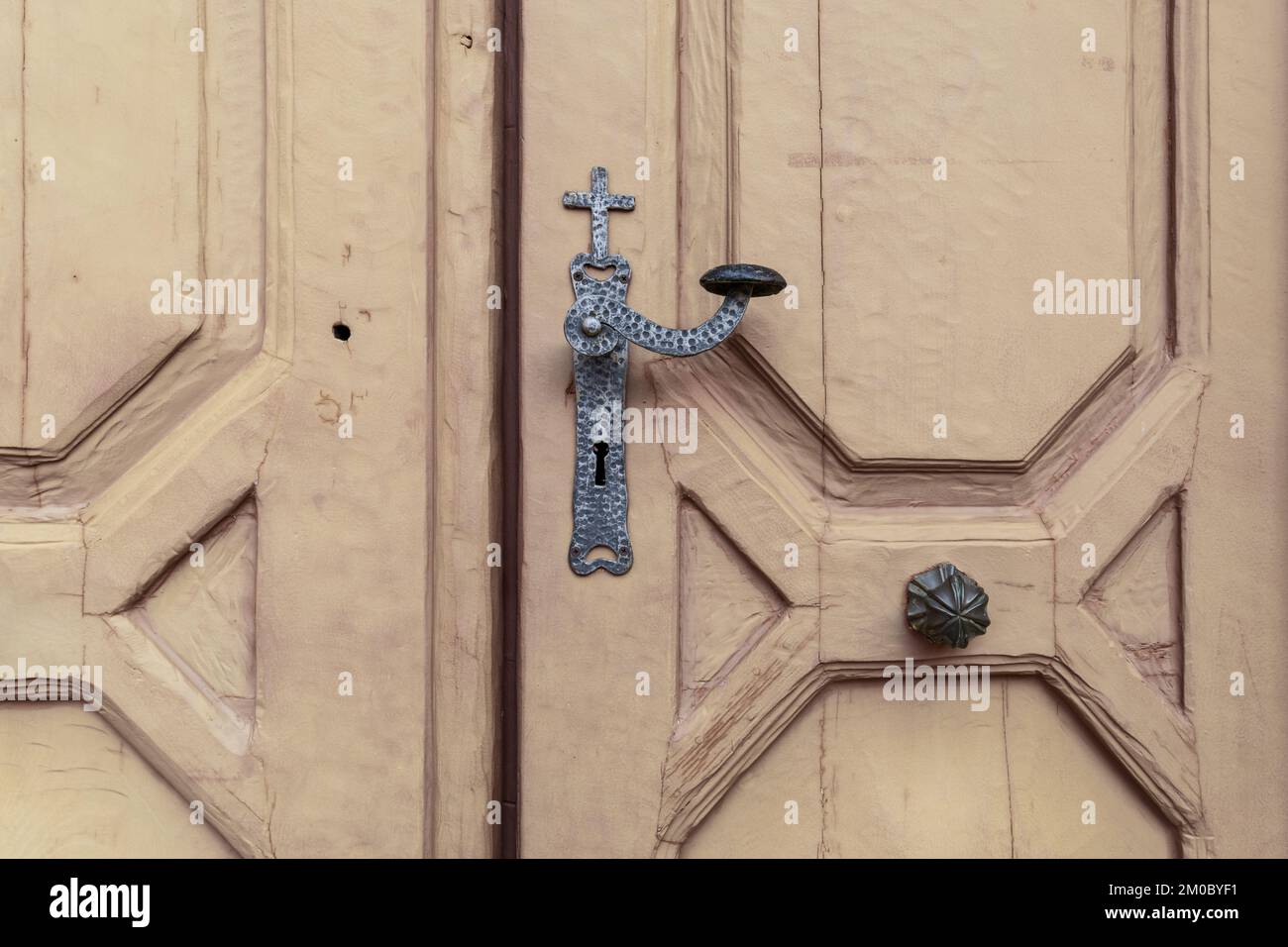 Detail of a church door - Church of San Zenone in Brtonigla, Istria, Croatia Stock Photo