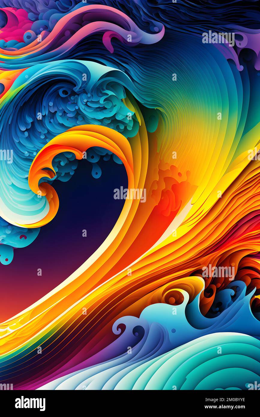 Colorful abstract ocean waves as wallpaper background illustration