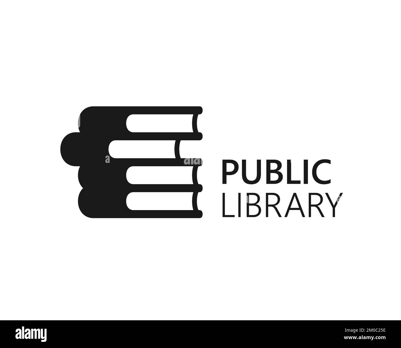 Logo with book stack for public library or book store. Vector illustration. Stock Vector