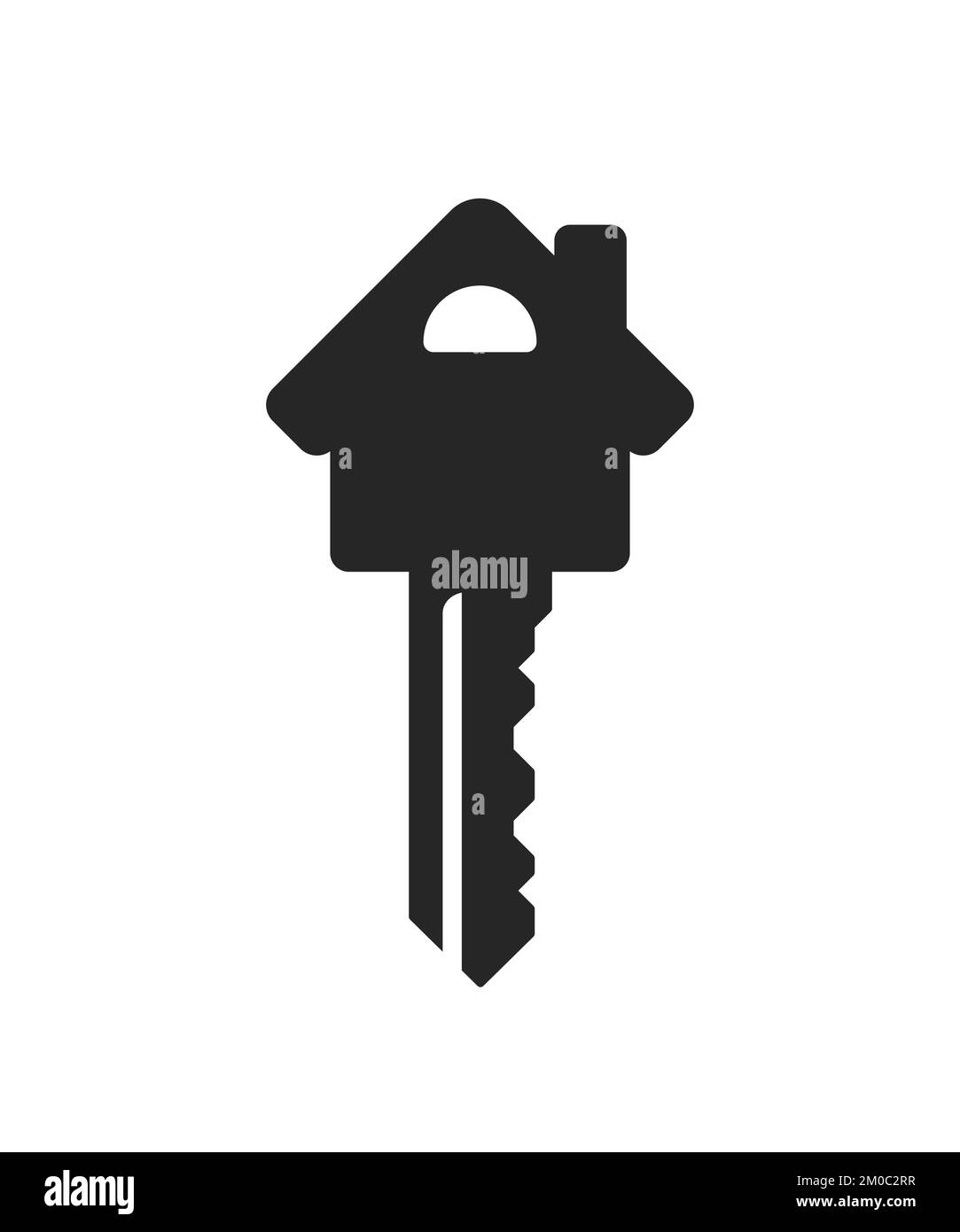 Silhouette of key with house shape. Vector icon or logo illustration. Estate concept with house and key. Stock Vector