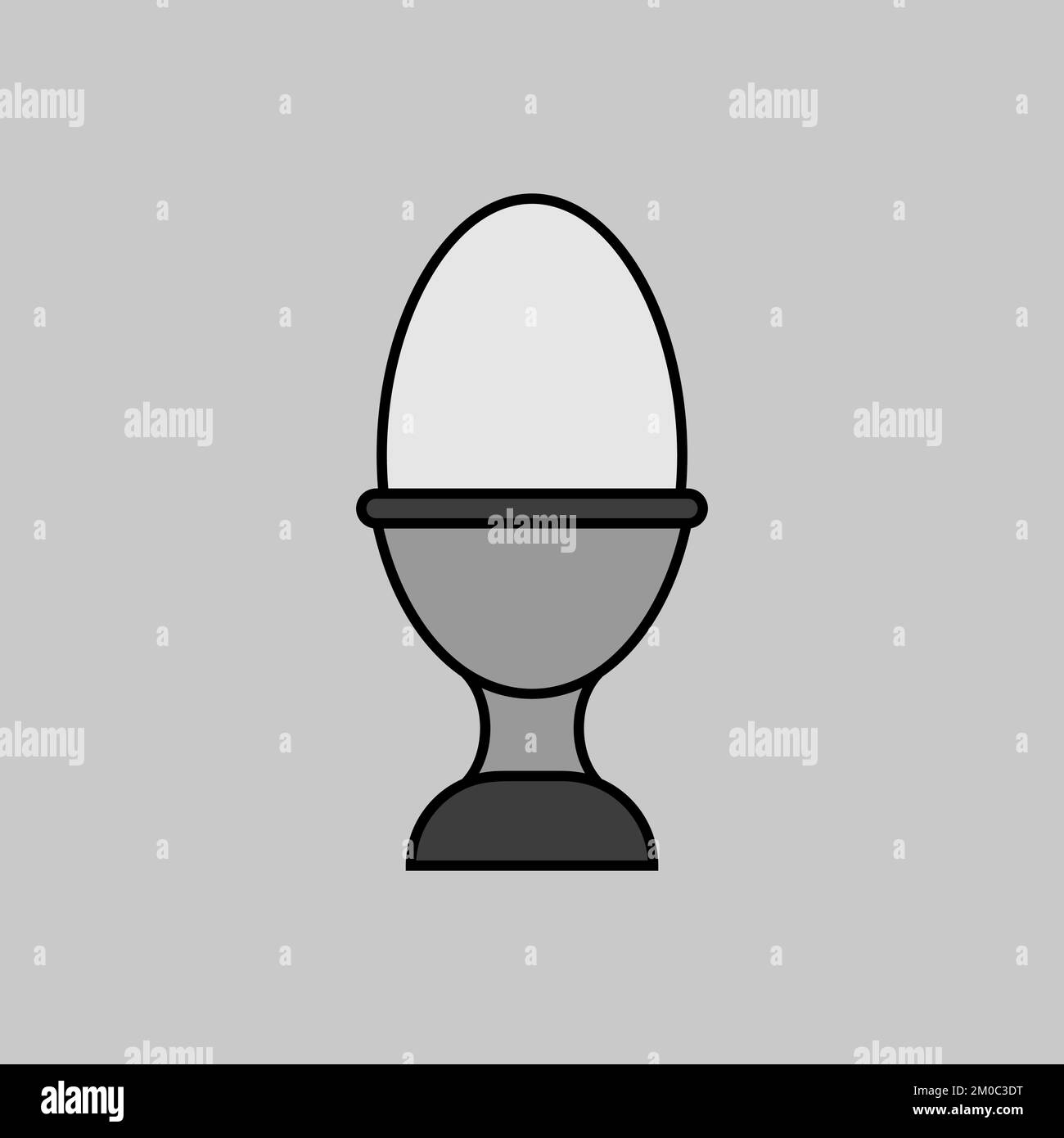 Soft boiled egg in an egg cup vector grayscale icon. Kitchen appliance. Graph symbol for cooking web site design, logo, app, UI Stock Vector