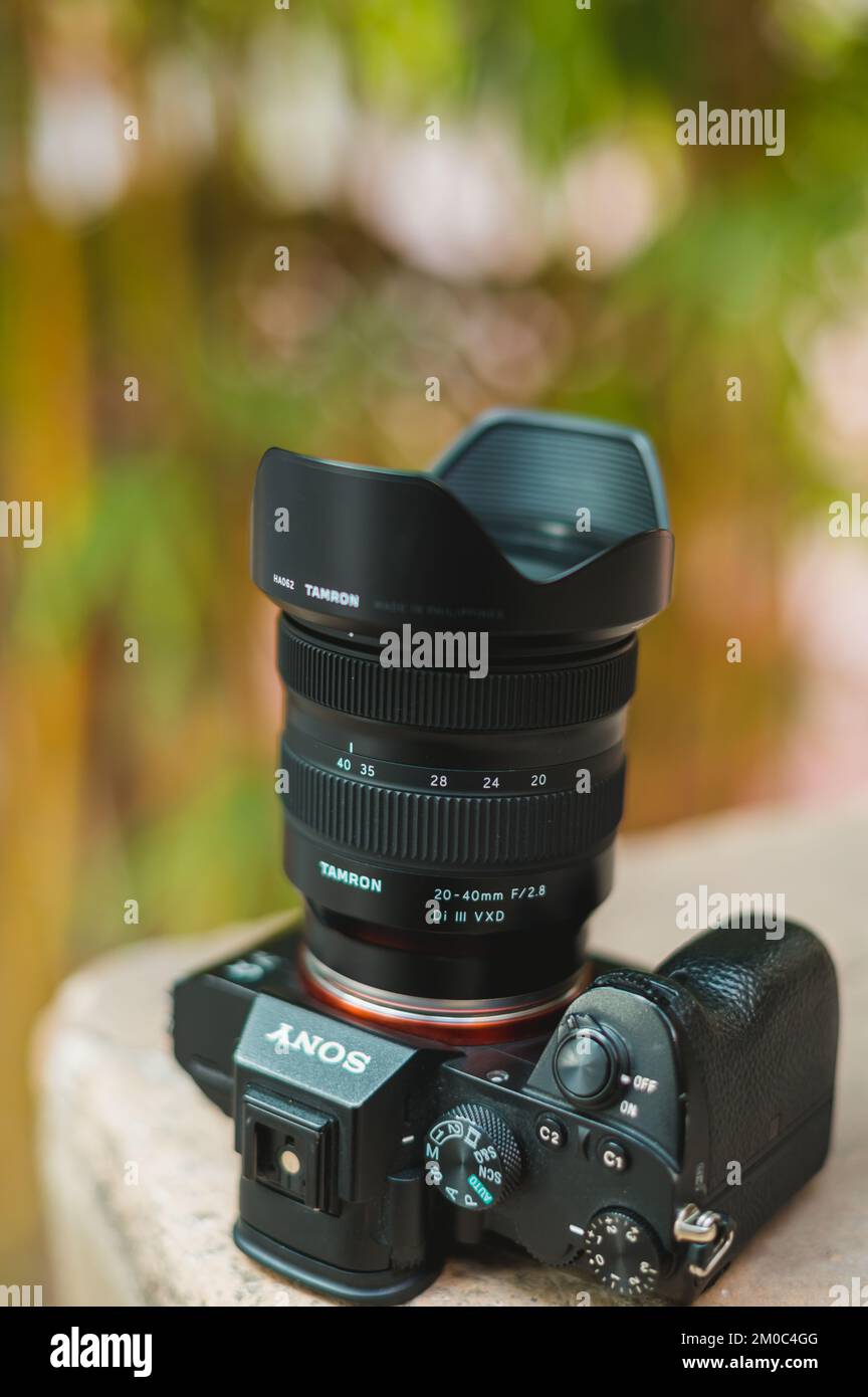 top view of sony a7iii with lens on , fullframe camera Stock Photo Alamy