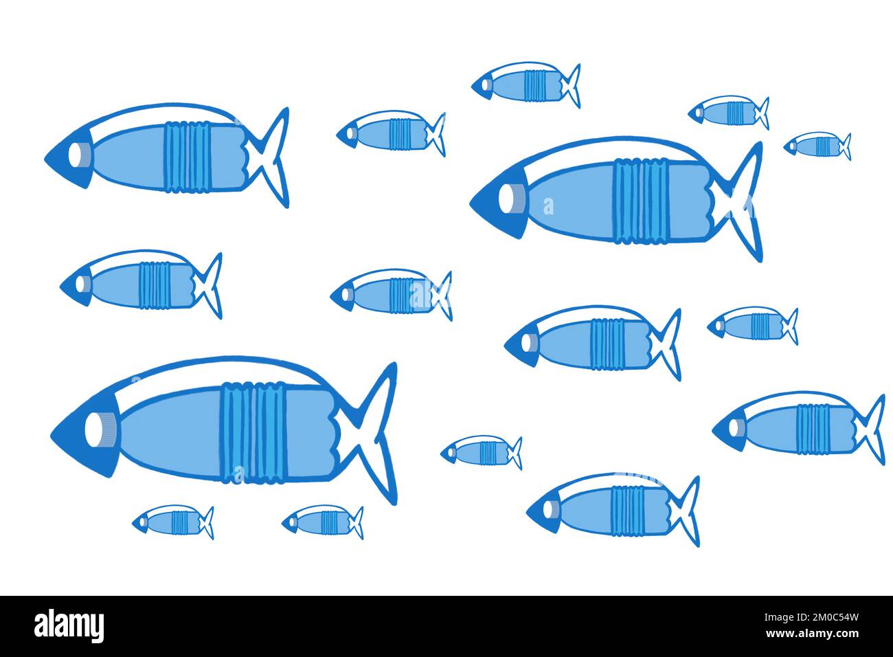 Creative illustration about plastic pollution in the oceans Stock Photo