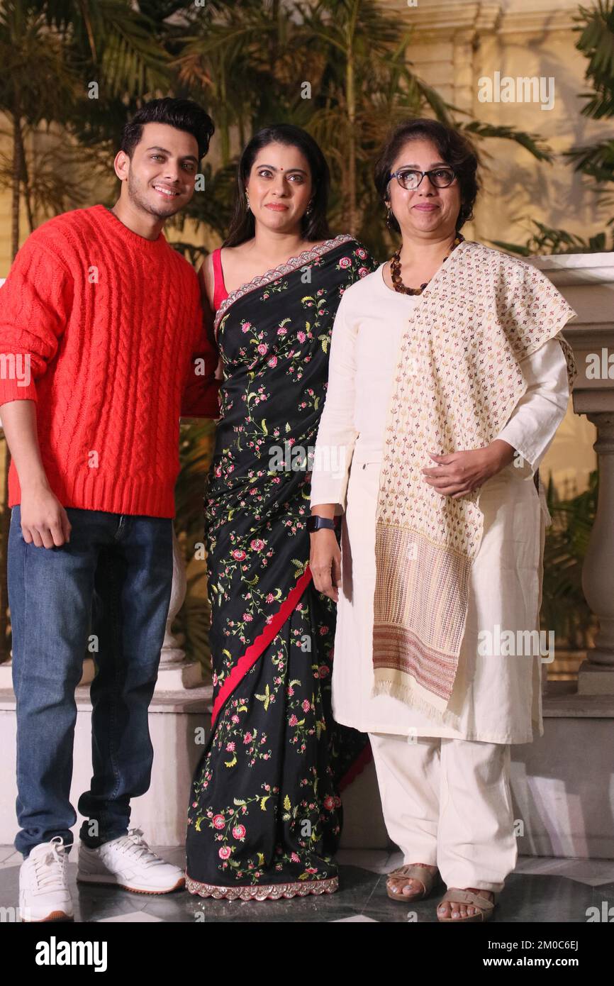 Kolkata, India. 05th Dec, 2022. Bollywood Actress Kajol and Actor Vishal Jethwa and Film Director Revathy during the film promotion upcoming Bollywood film Salaam Venky in Kolkata, India, on December 5, 2022. (Photo by Dipa Chakraborty/Pacific Press/Sipa USA) Credit: Sipa USA/Alamy Live News Stock Photo