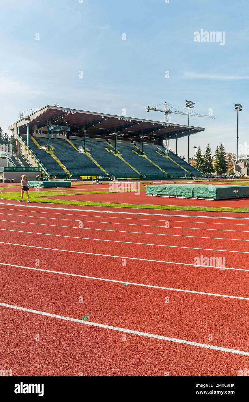 University of Oregon track and field stadium, Hayward Field, in Eugene