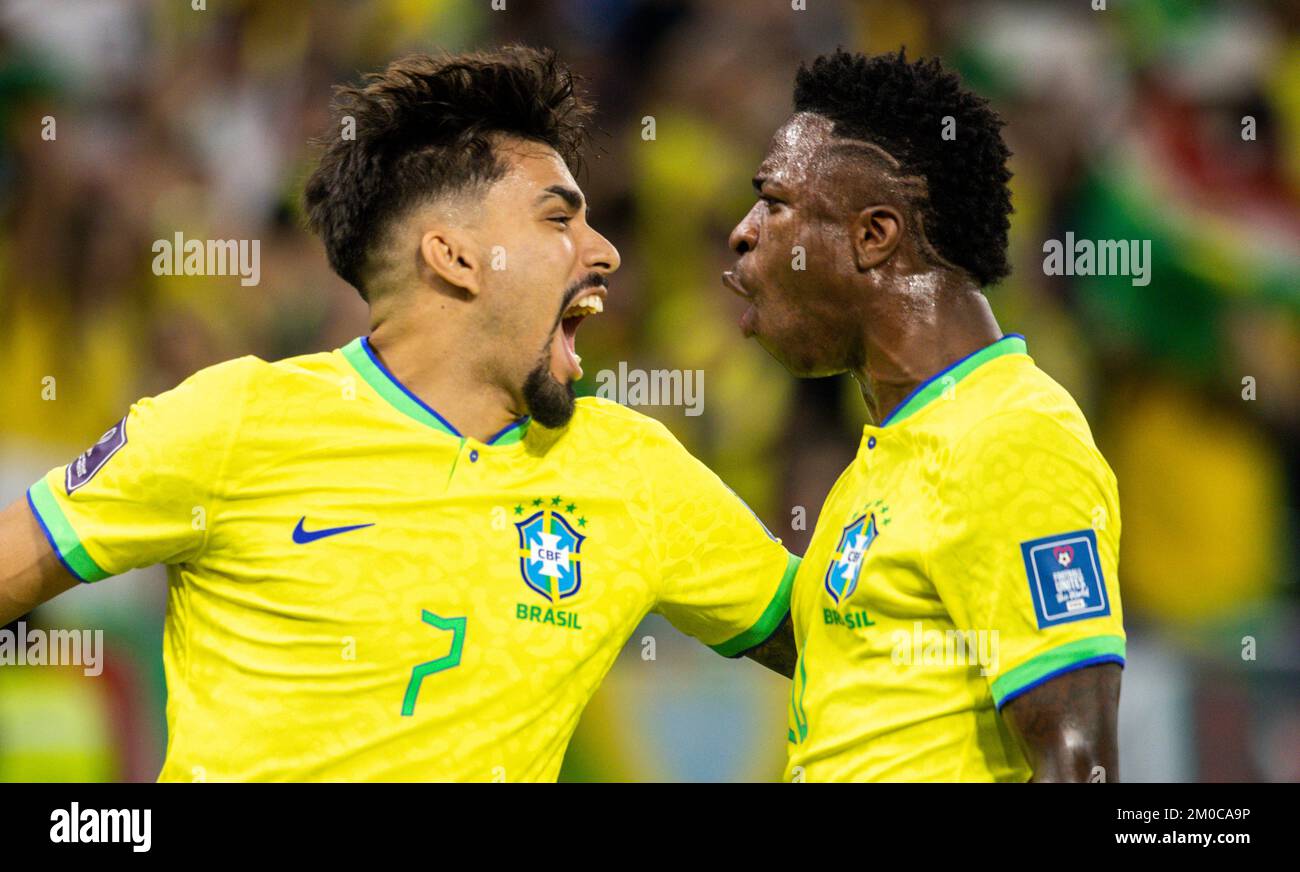Doha Qatar 5th Dec 2022 Goal Celebration Lucas Paqueta Brasilien Doha Qatar 5th Dec 2022 Goal Celebration Lucas Paqueta Brasilien