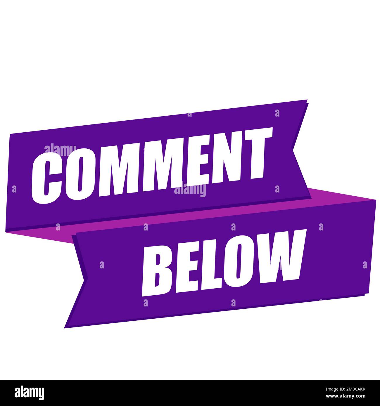 Comment Below Lettering on ribbon. Design For Blog Post. Stock Vector