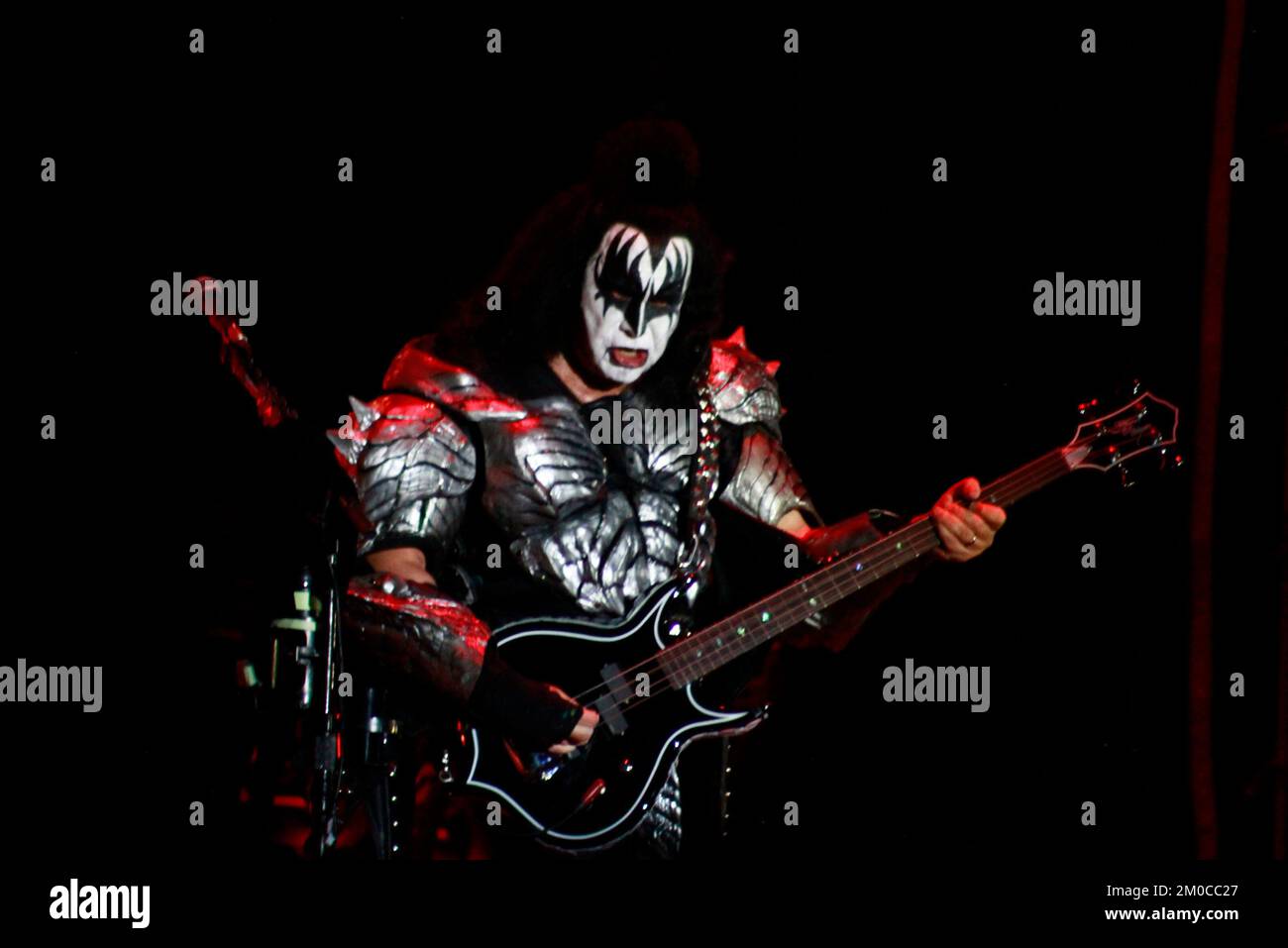 TOLUCA, MEXICO - DECEMBER 4: Gene Simmons integrant of the Kiss American rock band   performs on stage during  the third day of the Hell and Heaven Metal Fest at Foro Pegaso. On December 04, 2022 in Toluca, Mexico. Stock Photo