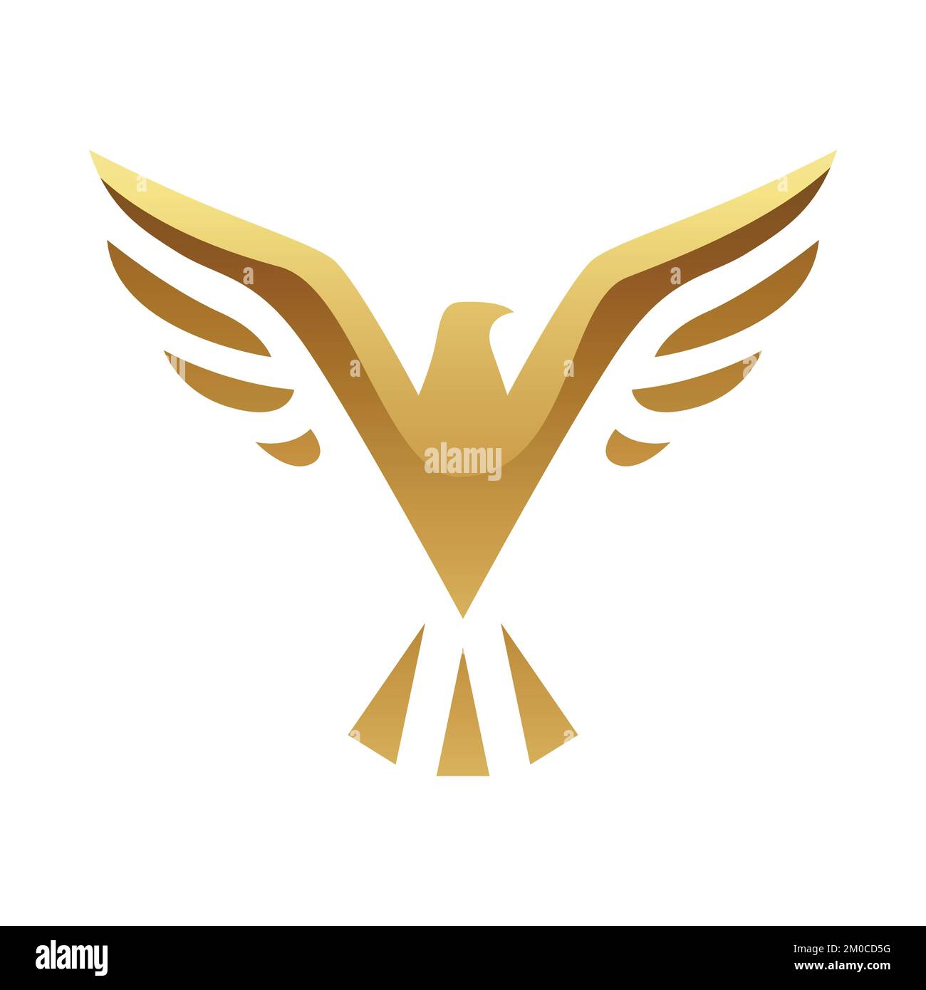 Golden Abstract Eagle with Open Wings on a White Background Stock Vector