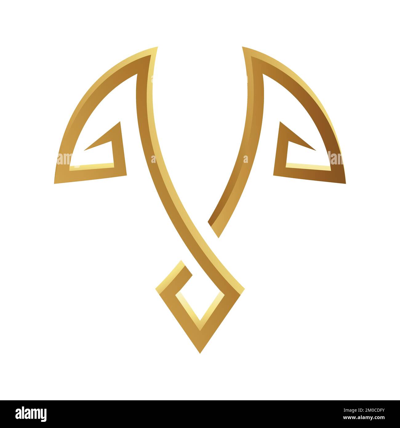 Golden Abstract Spiky Shape on a White Background Stock Vector