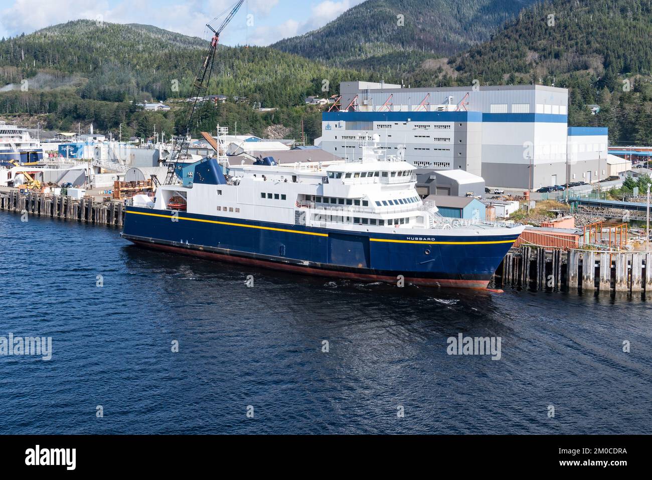Ketchikan, AK - September 9, 2022: The ship MV Hubbard docked in Ketchikan, Alaska.  The Hubbard is part of the Alaska Marine Highway System fleet Stock Photo