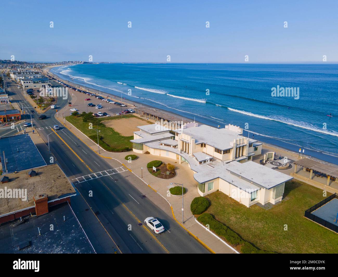 Mary Murray Bath House at Nantasket Beach aeral view with fall