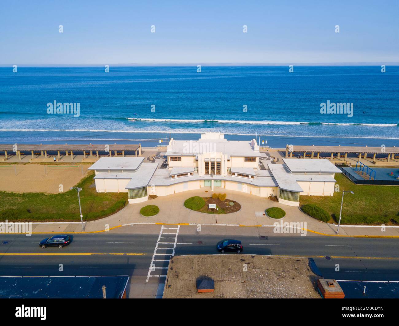 Mary Murray Bath House at Nantasket Beach aeral view with fall