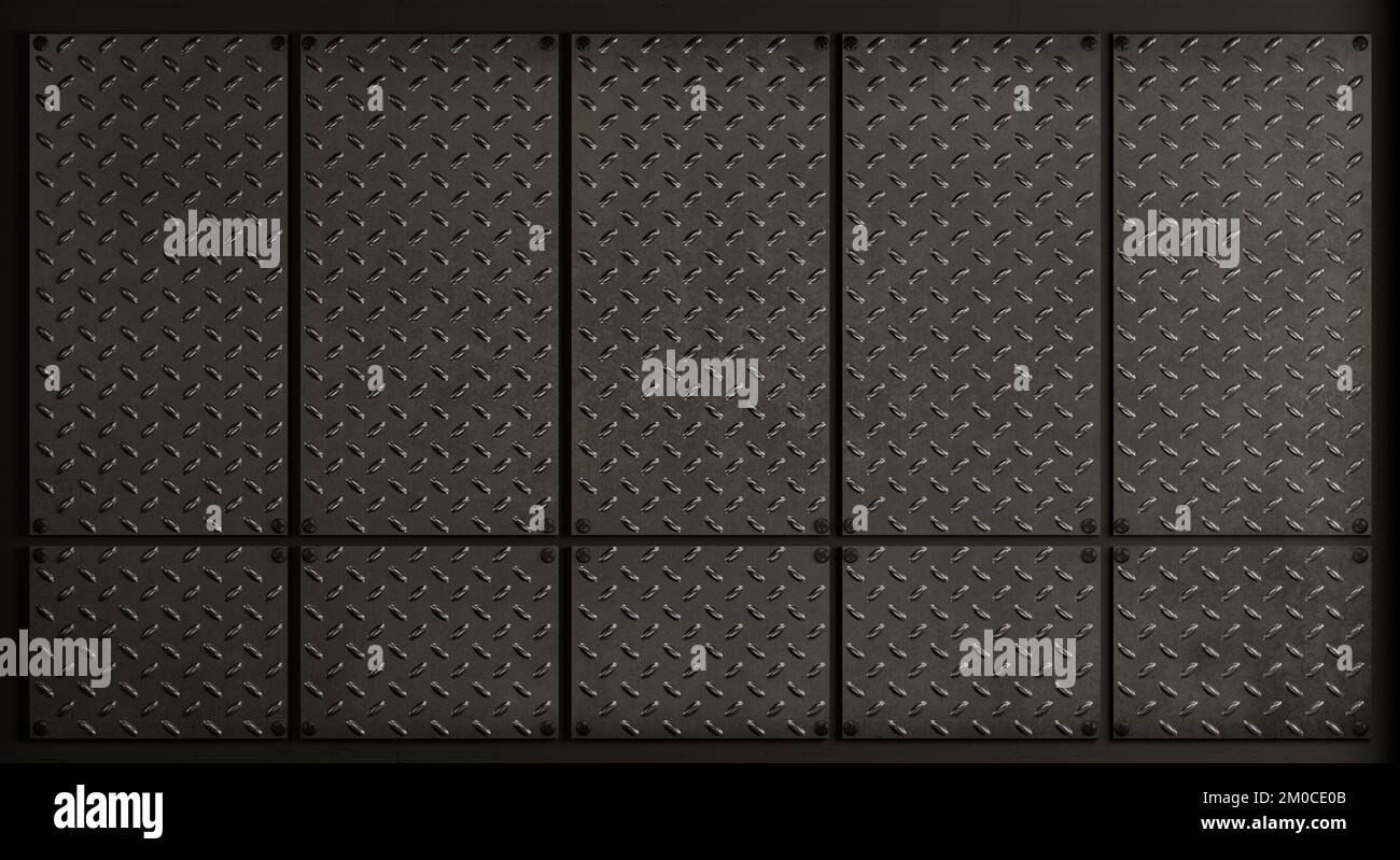Wall loft made of metal dark panels Stock Photo - Alamy