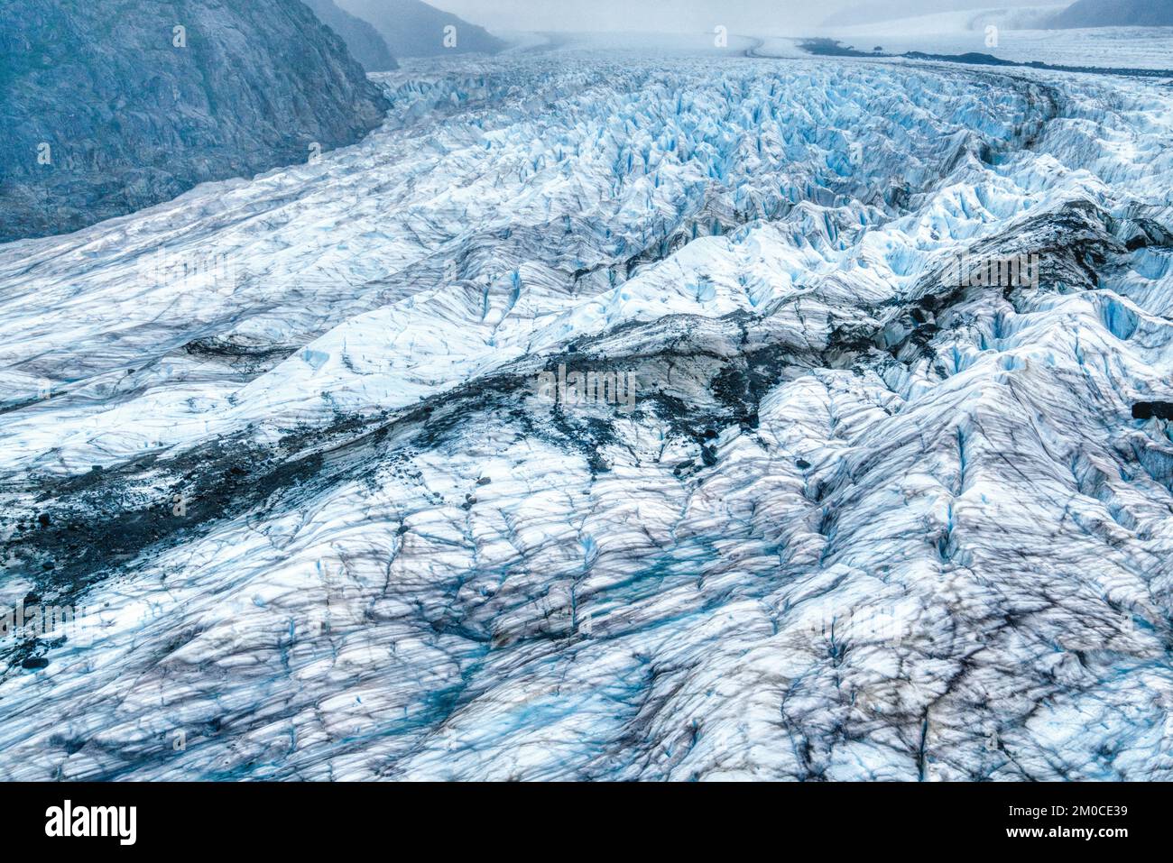 Aerial view of Mendenhall Glacier near Juneau, Alaska Stock Photo