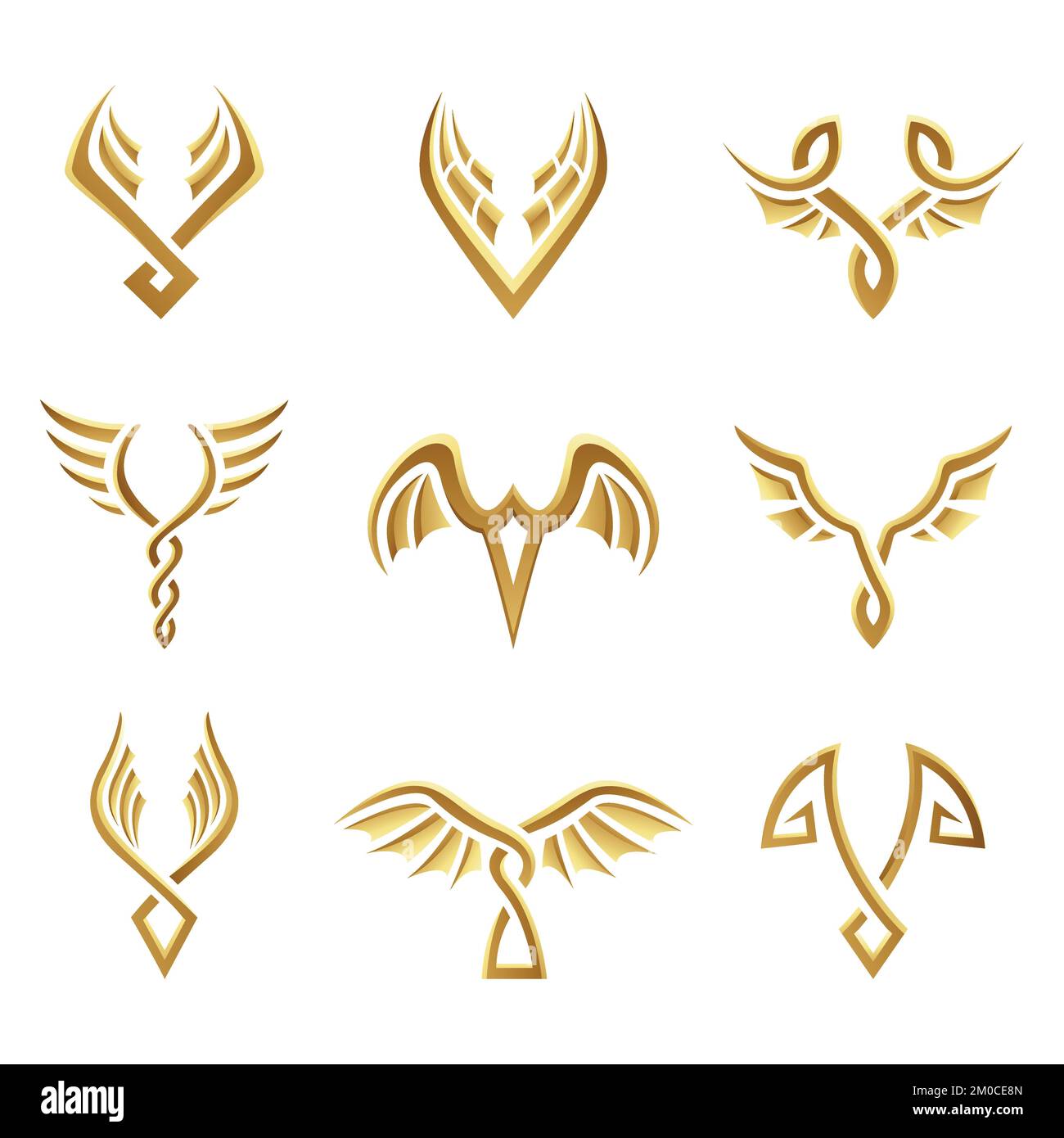 Golden Abstract Wings on a White Background Stock Vector