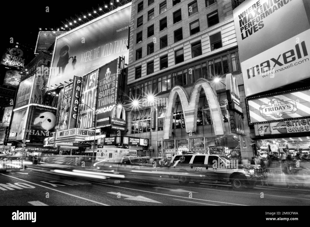 Times Square and 1560 Broadway street, between 46th and 47th Street. Manhattan New York USA Stock Photo